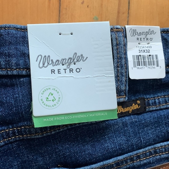 Wrangler retro Blue Flare Wide Leg Jeans bell bottom - Picture 3 of 6